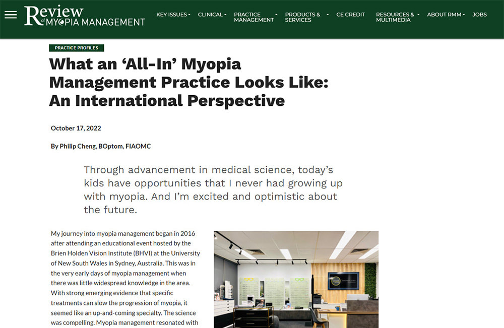 Eyecare Concepts | Myopia Clinic Melbourne as featured in Review of Myopia Management