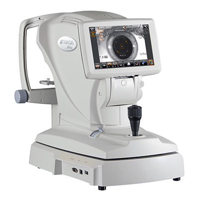 Topcon auto-refractor automatically measures eye shape and focusing.